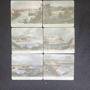VTG Rare Lady Clare 6pc 9.5"x8" Aberdeen Steel Engravings Placemats Collectible